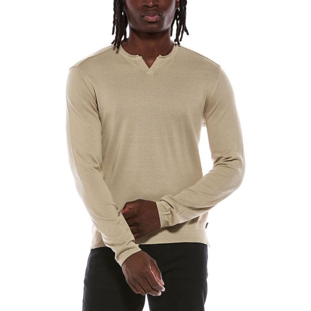 John Varvatos Mens Fiorello Henley Shirt, Brown